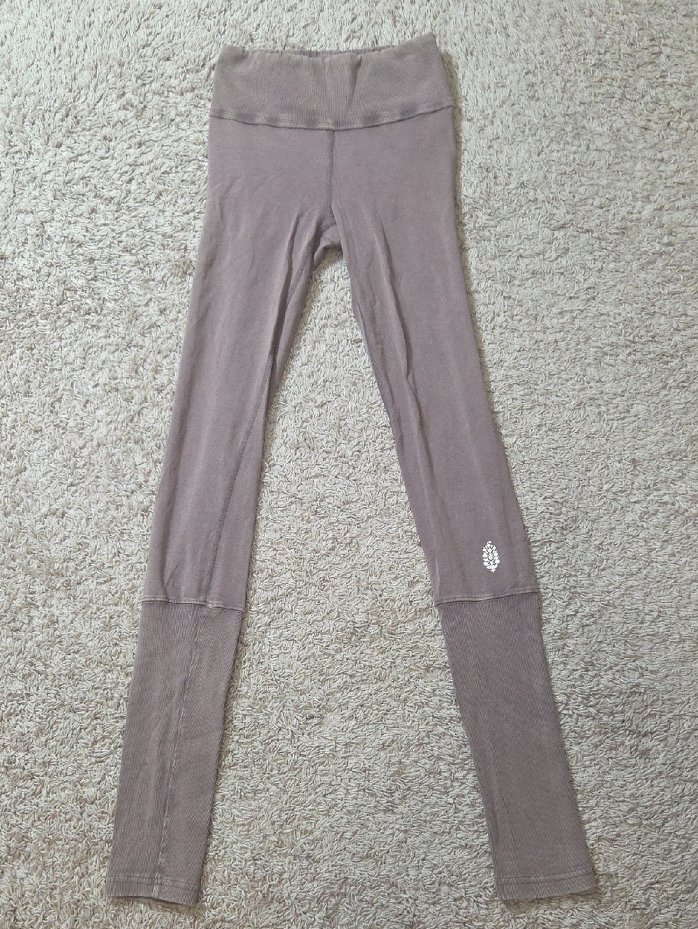 FP Movement by Free People Mauve Ribbed Hem Leggings, Sz SM
